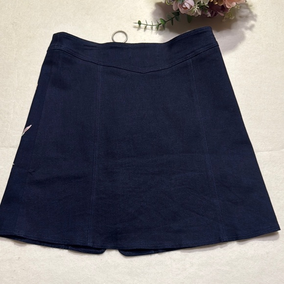 NWOT OOBER SWANK Embroidered Floral bird Denim Mini Skirt - Picture 7 of 8